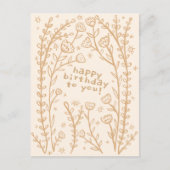 HAPPY BIRTHDAY Floral Whimsical Sketch Doodle Briefkaart (Voorkant)