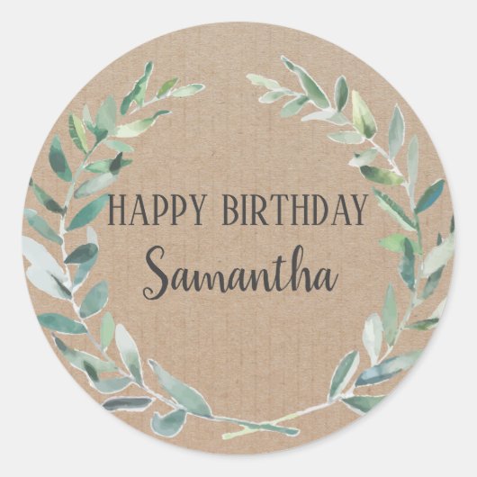 Happy Birthday  Floral Wreath Craft Pink Ronde Sticker (Voorkant)