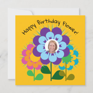 Happy Birthday Flower Retro briefkaart