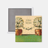 Happy Birthday Flowering Pots Magnet Magneet (Voorkant / Achterkant)