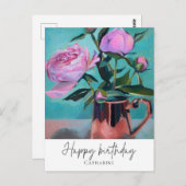 Happy Birthday Flowers Briefkaart (Voorkant / Achterkant)