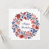 Happy Birthday Flowers cyclus Kaart (Voorkant / Achterkant in situ)