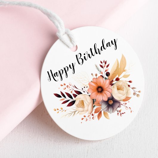 Happy Birthday Flowers Ronde Sticker
