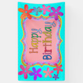 Happy Birthday Flowers Spandoek (Verticaal)