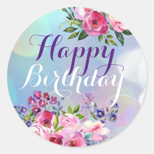 Happy Birthday Flowers Stickers (Voorkant)