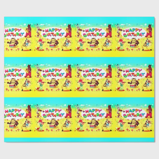 Happy Birthday Forest Friends Cadeaupapier (Vlak)