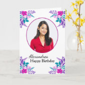 Happy Birthday Foto Bloemen Aangepaste Kaart (Gele Bloem)