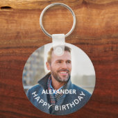 Happy Birthday Foto Personaliseren Sleutelhanger (Voorkant)