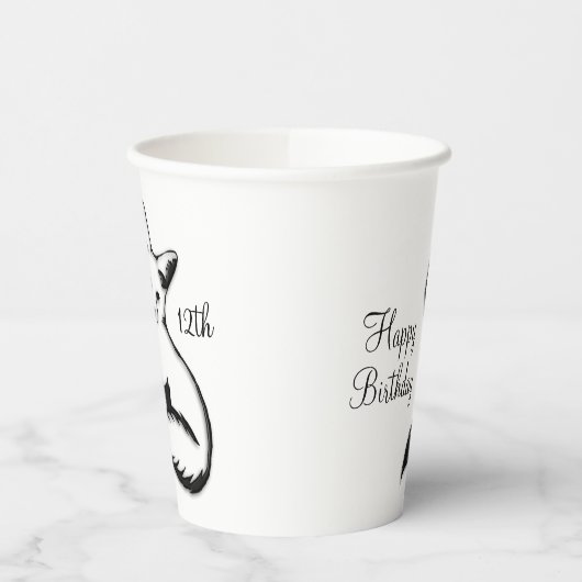 Happy Birthday Fox w Age Papieren Bekers (Links)