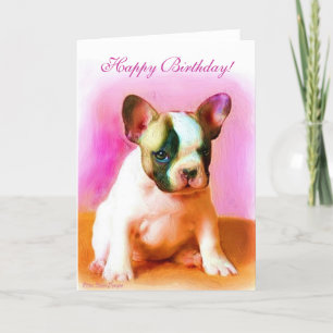 Happy Birthday Franse Bulldog Art wenskaart Kaart