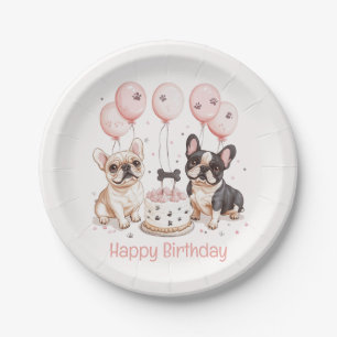 Happy Birthday Franse Bulldogs Verjaardagstaart Ro Papieren Bordje