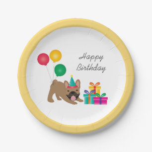 Happy Birthday French Bulldog Colorful Papieren Bordje