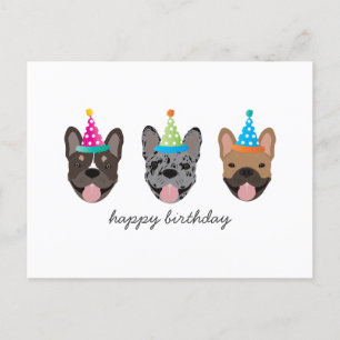 Happy Birthday French Bulldog Party Petten Briefkaart