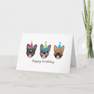 Happy Birthday French Bulldog Party Petten Kaart