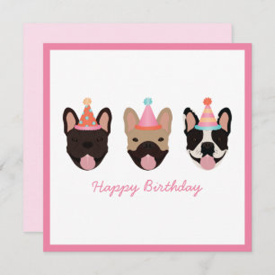 Happy Birthday French Bulldog Party Petten Roze