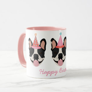 Happy Birthday French Bulldog Party Petten Roze Mok