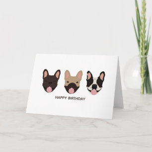 Happy Birthday French Bulldogs glimlachend Kaart
