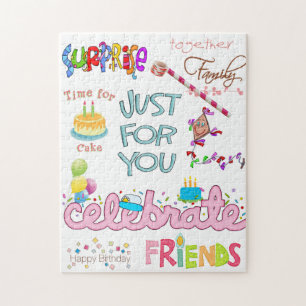 Happy Birthday Friends Family Jigzaag Puzzle Legpuzzel