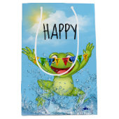Happy Birthday Frog in water Medium Cadeauzakje (Voorkant)