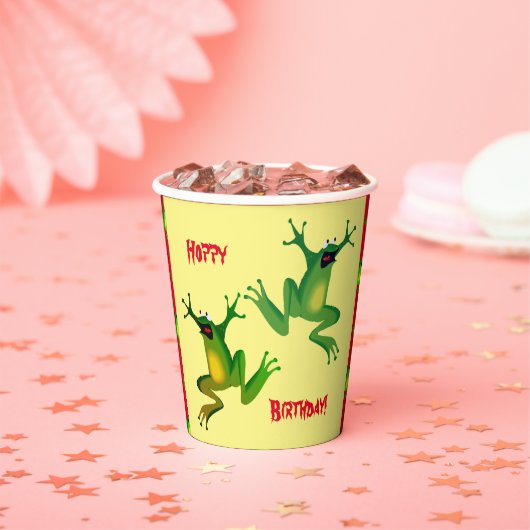 Happy Birthday Frog Paper Cups Papieren Bekers (Insitu)