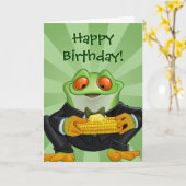 Happy Birthday Frog wenskaart Kaart (Gele Bloem)