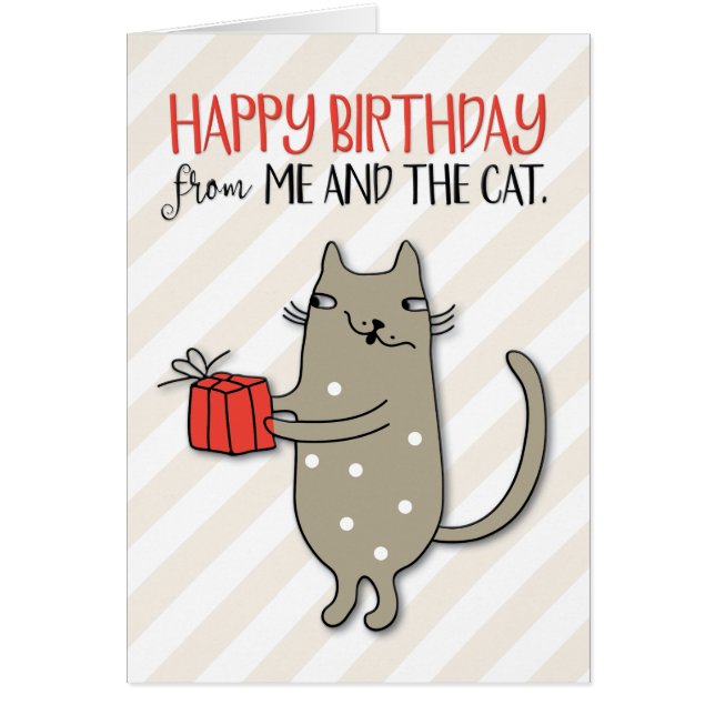 "Happy Birthday from Me and the Cat Card" (Voorkant)