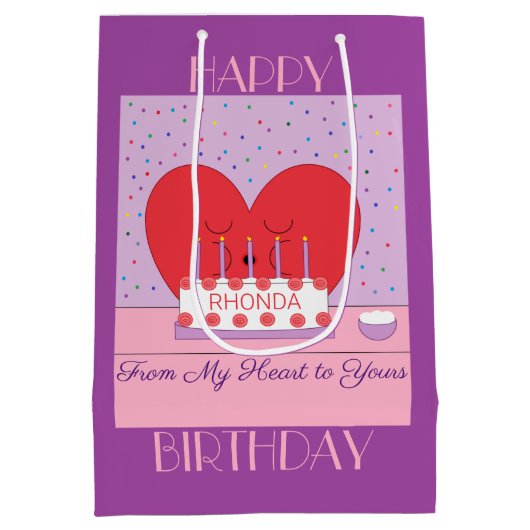 Happy Birthday, From My Heart to Yours: Lavender, Medium Cadeauzakje (Achterkant)