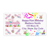 Happy Birthday FUN Cupcake Adreslabel Etiket (Voorkant)