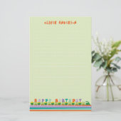 Happy Birthday Fun Green Train Kinder Dank je Briefpapier (Staand voorkant)