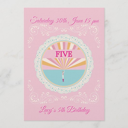 Happy Birthday Fun Invitation Card, Pink RSVP (Devant)