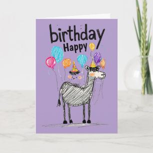 Happy Birthday Fun met Schattigee Paard & Ballonne Kaart