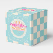 Happy Birthday Fun Party Box, Blue Checkered Bedankdoosjes (Voorkant Zijde)