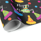 Happy Birthday Fun Party Petten Cadeaupapier (Rol Hoek)