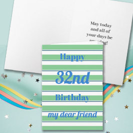 Happy Birthday Fun Pop Bold Green Stripes Typo Kaart