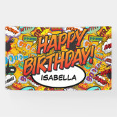 HAPPY BIRTHDAY Fun Retro Comic Book Pop Art Spandoek (Horizontaal)