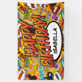HAPPY BIRTHDAY Fun Retro Comic Book Pop Art Spandoek (Verticaal)