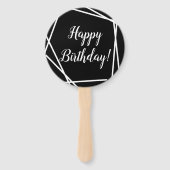 Happy Birthday Funky Geometric Black en White Handwaaier (Achterkant)
