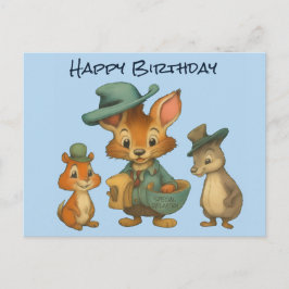 Happy Birthday Funny Cute Cartoon Animal Delivery  Feestdagenkaart