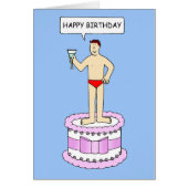 Happy Birthday Funny Man op Cake in Underwear (Voorkant)