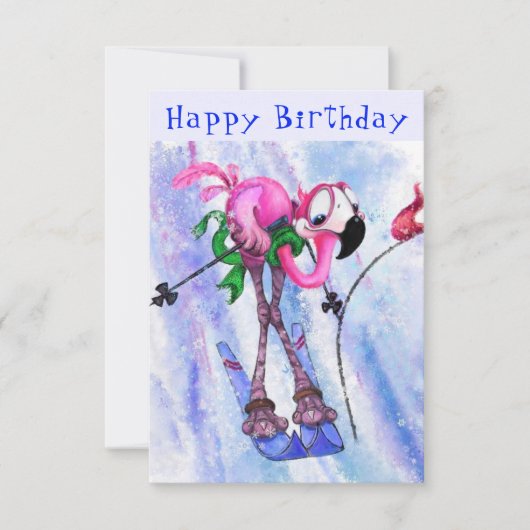 Happy Birthday - Funny Pink Flamingo - Happy (Voorkant)