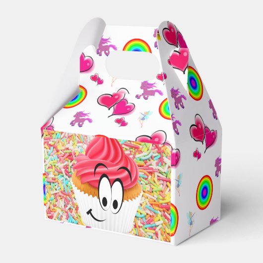 Happy Birthday Gable Favor Box Cupcake Bedankdoosjes (Voorkant Zijde)