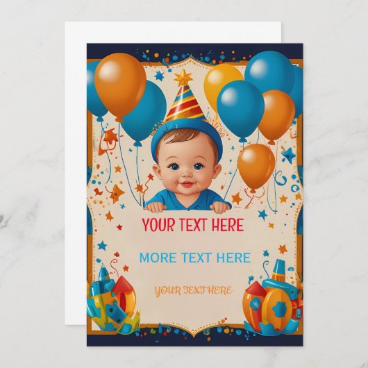 Happy Birthday gepersonaliseerde Kaart voor kinder (Voorkant / Achterkant)