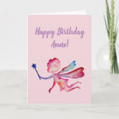 Happy Birthday Gepersonaliseerde roze fee kunst Ka Kaart (Voorkant)