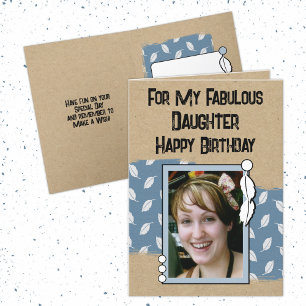 Happy Birthday geweldige dochterfoto blauw Kaart