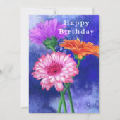 Happy Birthday - geweldige drie kleuren Gerberas (Voorkant)