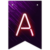 Happy Birthday Ggloing Neon Lights op donker Paars Vlaggetjes (Derde vlag)