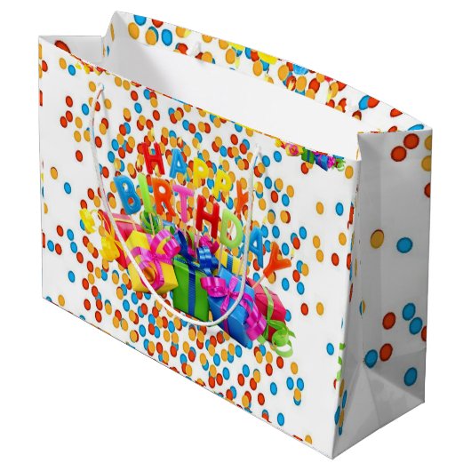 Happy Birthday Gift Bag Groot Cadeauzakje (Achterkant Gekanteld)