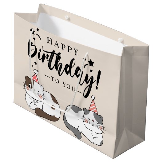 Happy Birthday Gift Bag Groot Cadeauzakje (Voorkant Gekanteld)
