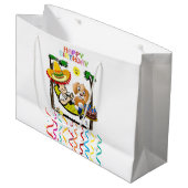 Happy Birthday Gift Bag Man Dog Groot Cadeauzakje (Voorkant Gekanteld)