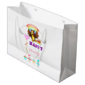 Happy Birthday Gift Bag Owl Groot Cadeauzakje (Voorkant Gekanteld)
